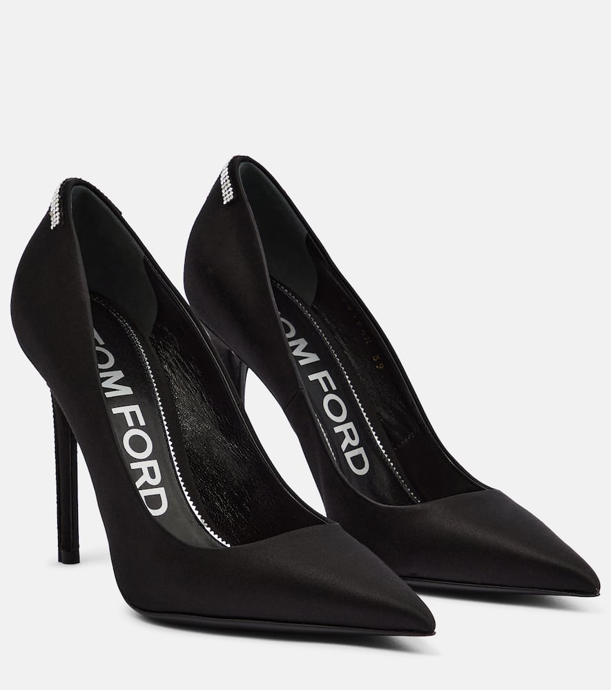 Tom Ford T crystal-embellished satin pumps