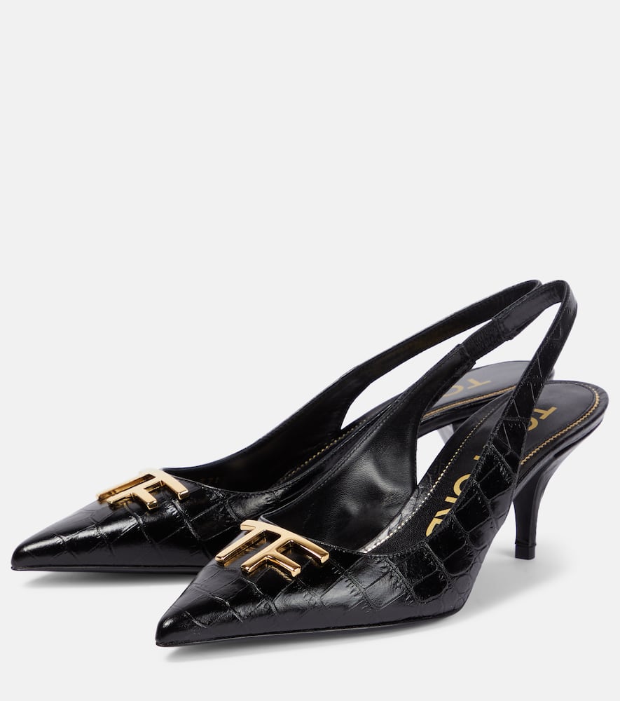 Tom Ford TF croc-effect leather slingback pumps