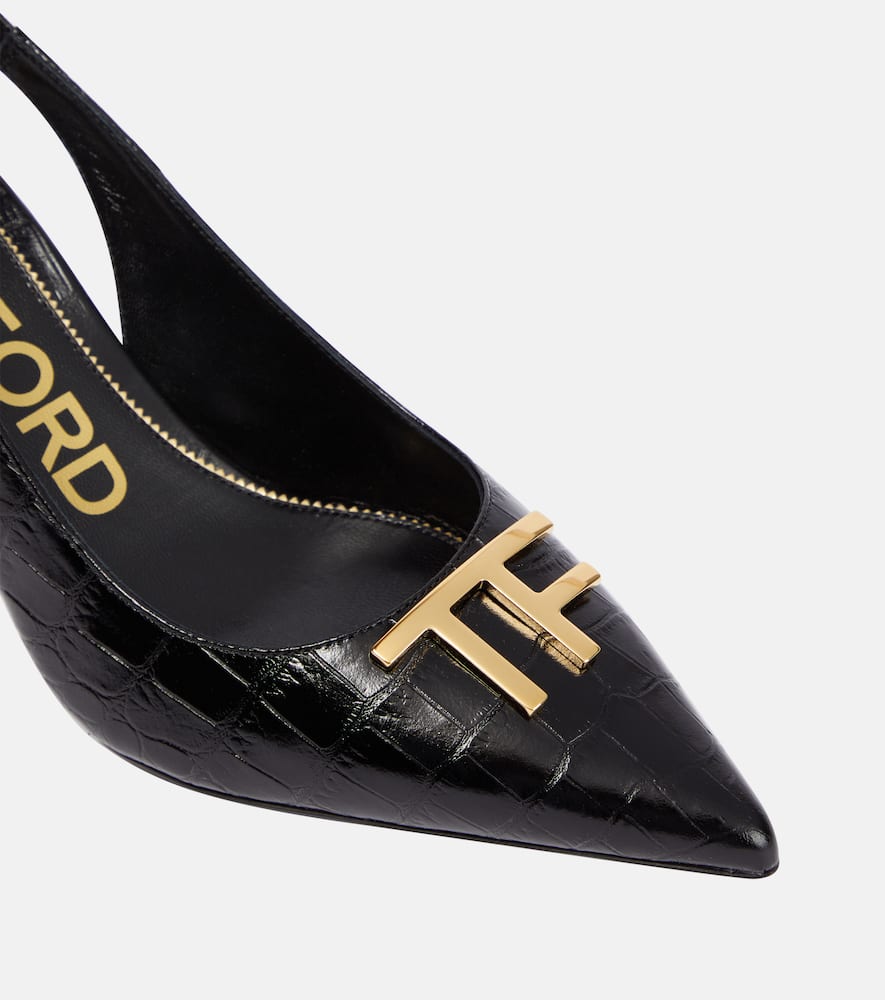 Tom Ford TF croc-effect leather slingback pumps