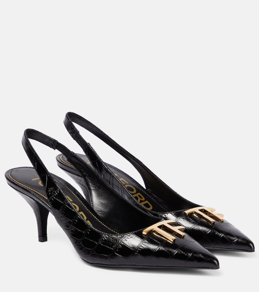 Tom Ford TF croc-effect leather slingback pumps