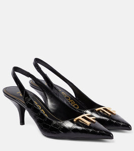 Tom Ford TF croc-effect leather slingback pumps