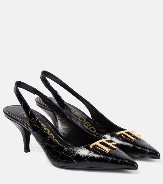 Tom Ford TF croc-effect leather slingback pumps