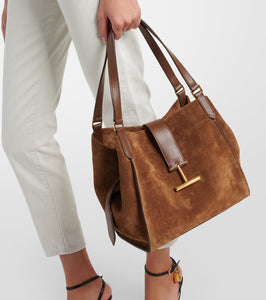 Tom Ford Tara Medium suede and leather tote bag