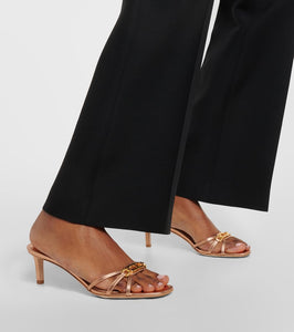 Tom Ford Whitney T metallic leather mules