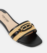 Tom Ford Whitney leather and raffia slides