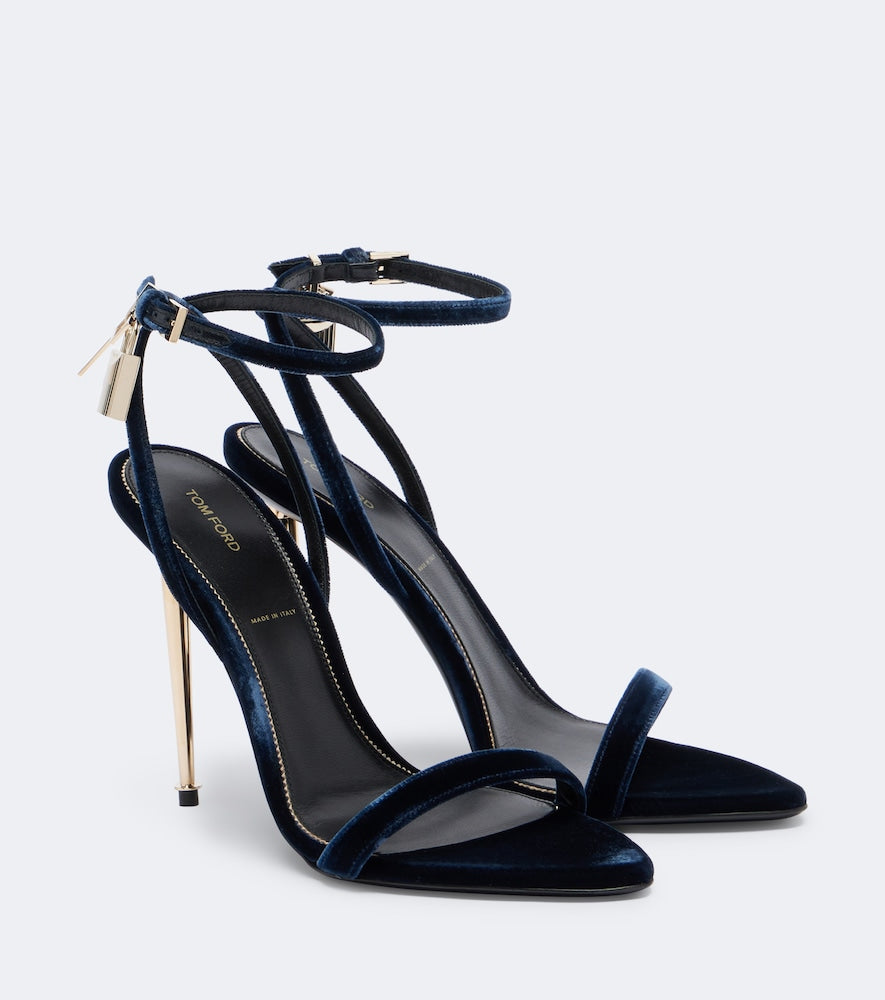 Tom Ford Padlock velvet sandals (Blue) - Heeled Sandals