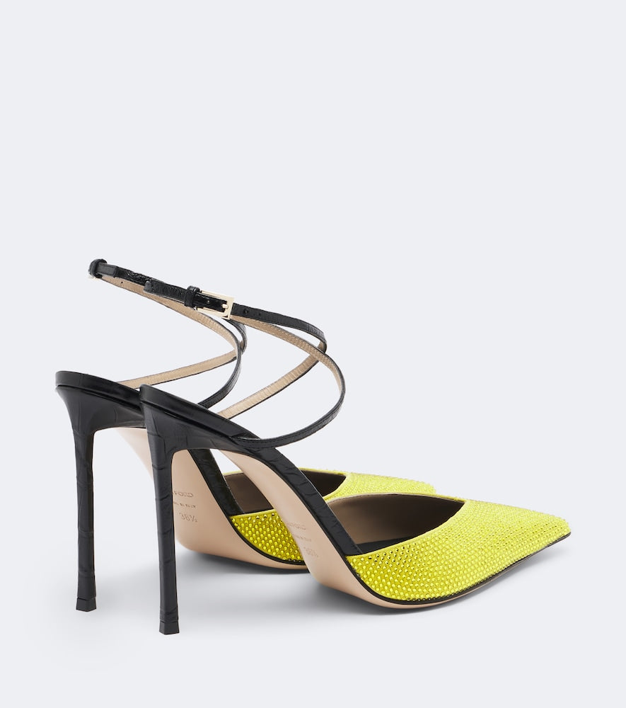 Tom Ford Selen embellished leather slingback pumps in Yellow - High-Heel Pumps