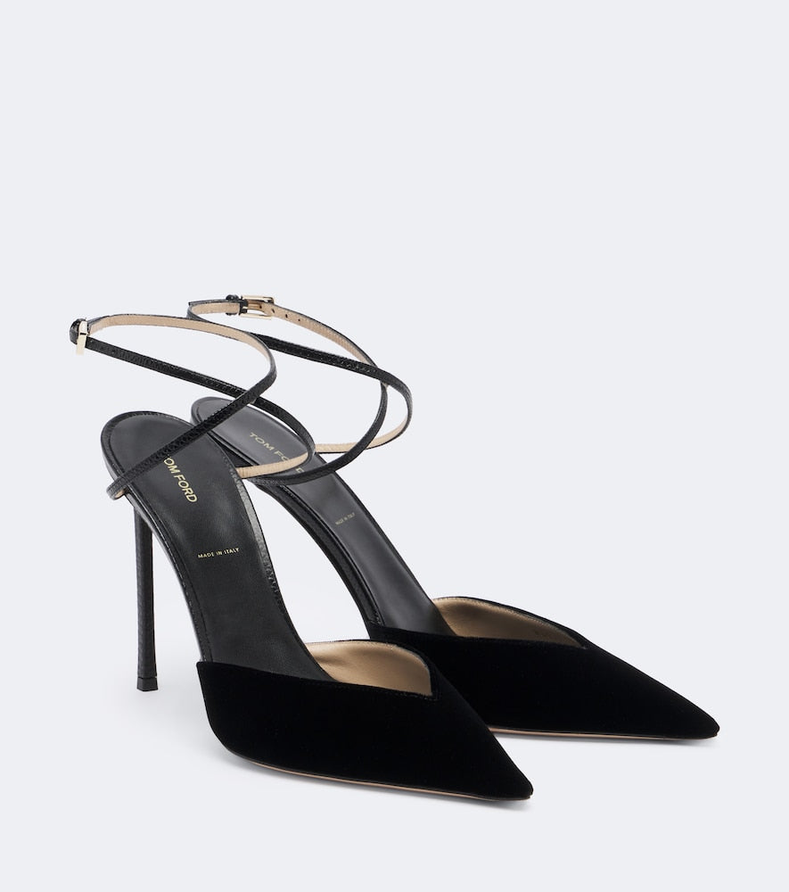Tom Ford Selen velvet slingback pumps (Black) - High-Heel Pumps
