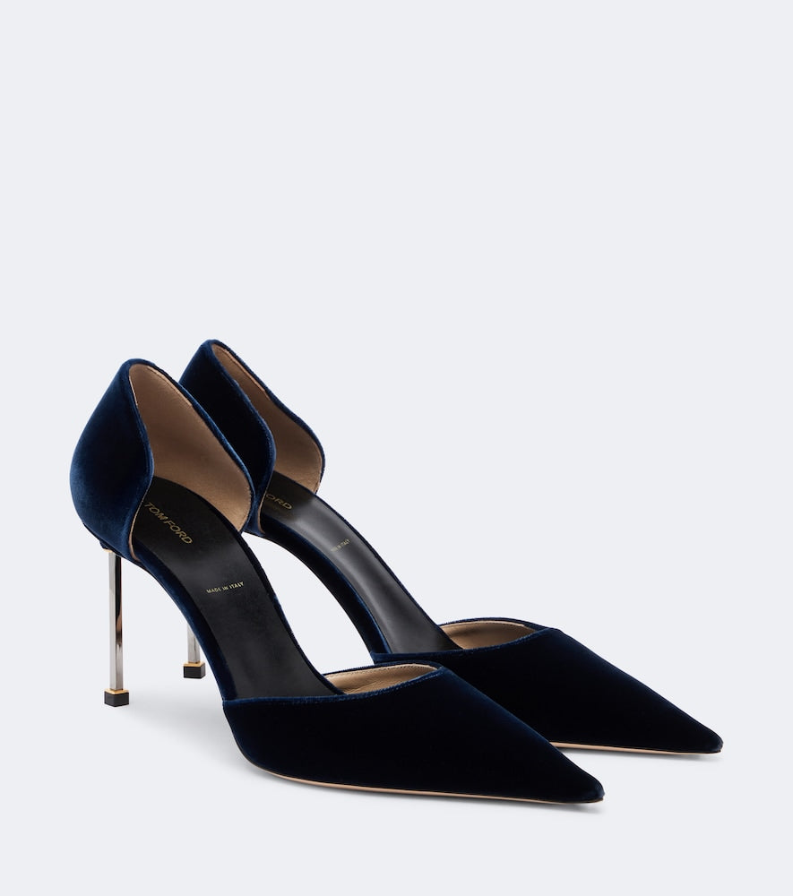 Tom Ford Velvet pumps in Blue - Mid Heel Pumps