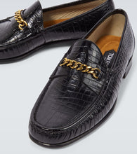 Tom Ford York Chain croc-effect leather loafers