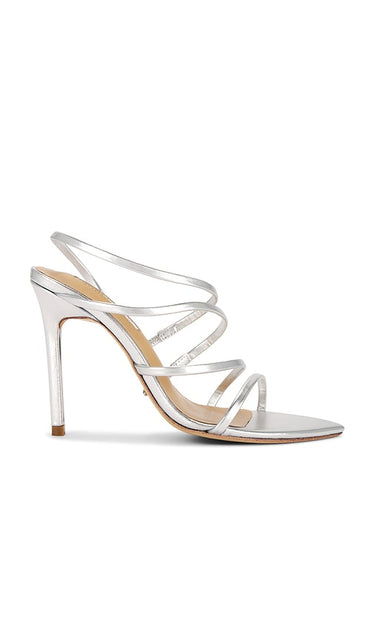 Tony Bianco Milana Sandal in Metallic Silver | Silver Open Toe Heels for Women