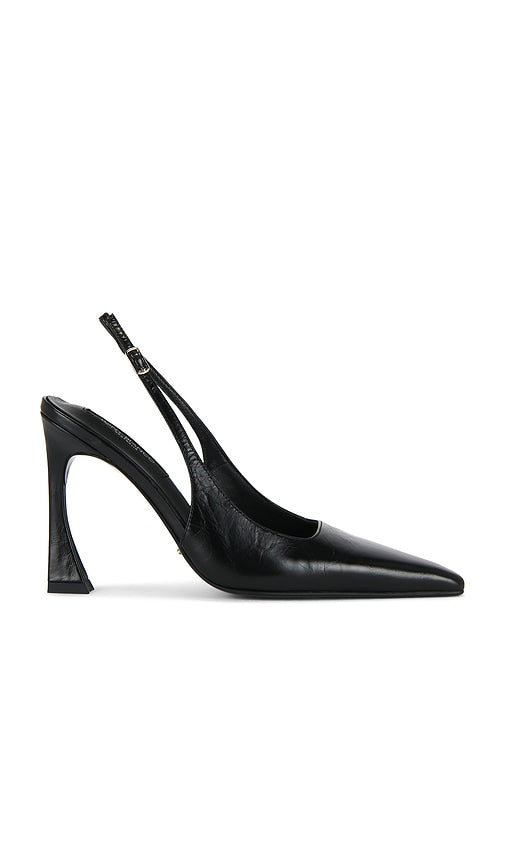 Tony Bianco Sassy Slingback Heel in Black | Black Crinkle Pump Heels for Women