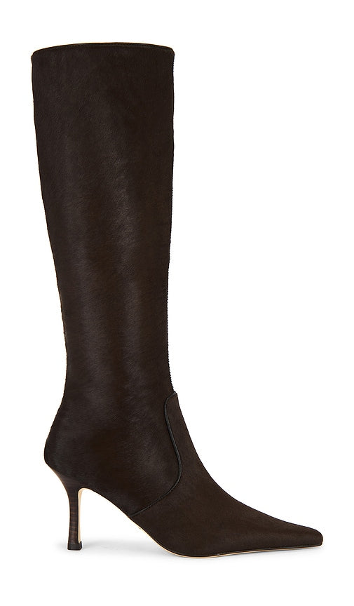 Tony Bianco Shaq Boot in Chocolate | Chocolate Pony Heeled Boots for Women