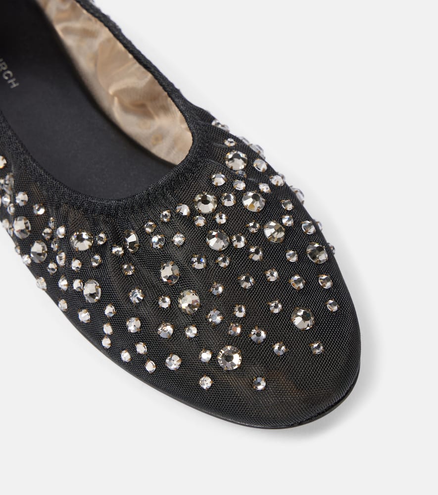 Tory Burch Crystal-embellished mesh ballet flats