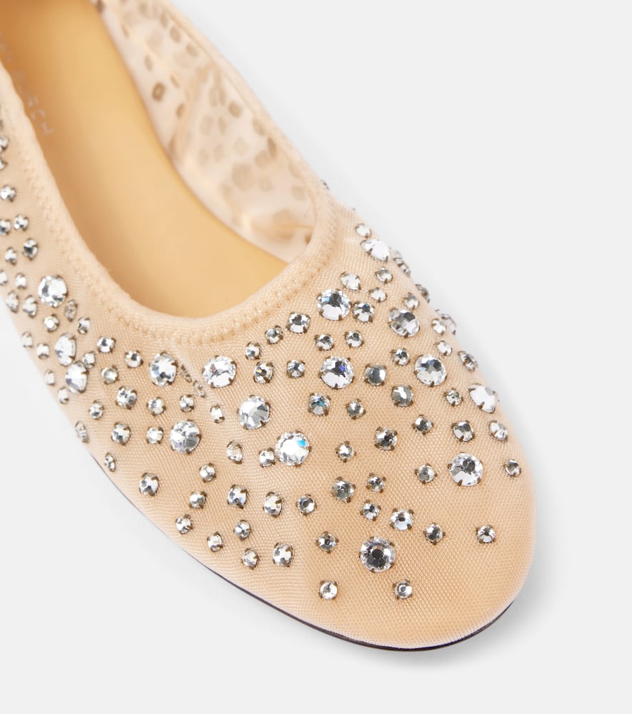 Tory Burch Crystal-embellished mesh ballet flats
