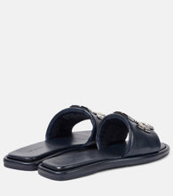Tory Burch Double T Deco Sport leather slides