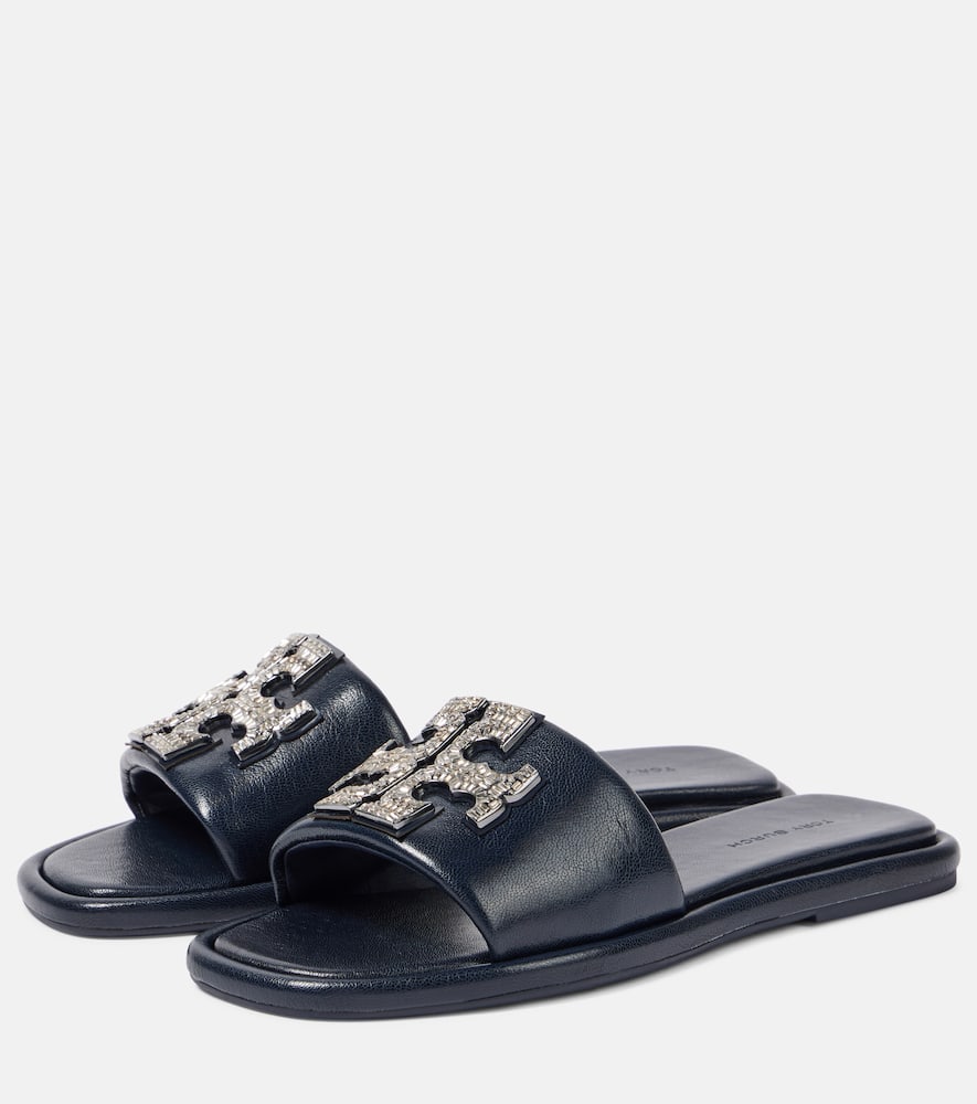 Tory Burch Double T Deco Sport leather slides