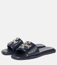 Tory Burch Double T Deco Sport leather slides