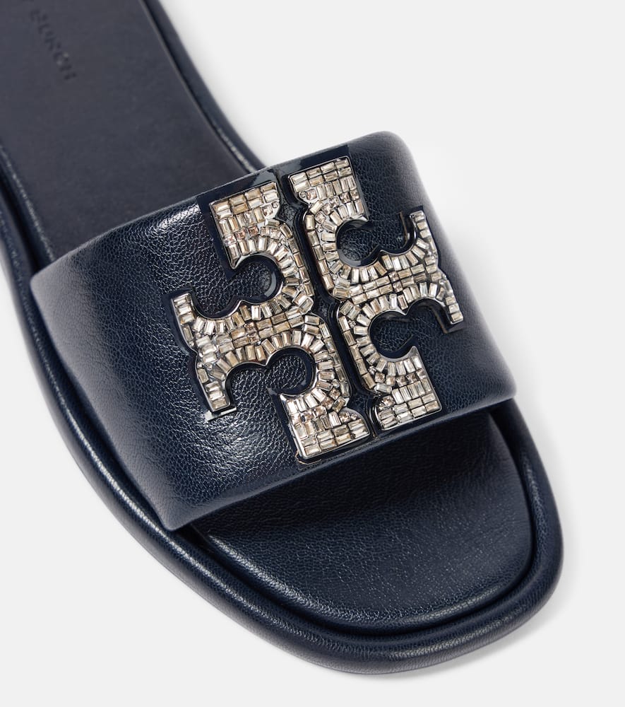 Tory Burch Double T Deco Sport leather slides