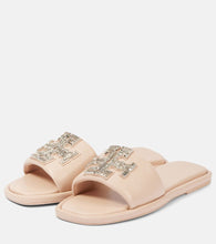 Tory Burch Double T embellished leather slides