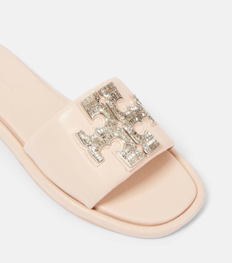Tory Burch Double T embellished leather slides