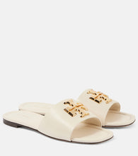 Tory Burch Eleanor T Monogram leather slides - Tory Burch Eleanor T Monogram 皮革拖鞋
