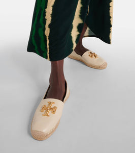Tory Burch Eleanor logo leather espadrilles