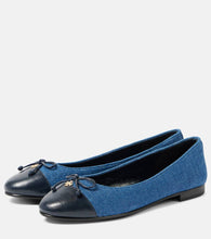 Tory Burch Embellished leather-trimmed ballet flats