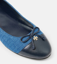Tory Burch Embellished leather-trimmed ballet flats