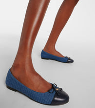 Tory Burch Embellished leather-trimmed ballet flats