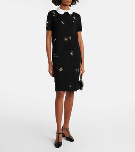 Tory Burch Embellished wool-blend midi dress