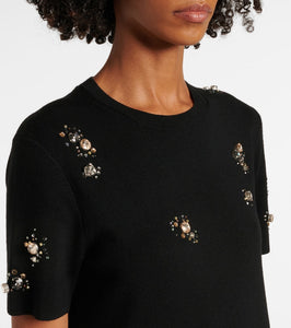 Tory Burch Embellished wool-blend midi dress