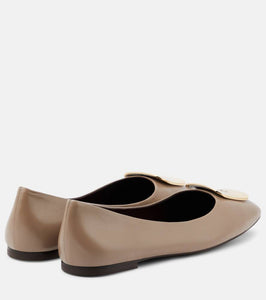 Tory Burch Georgia logo leather ballet flats