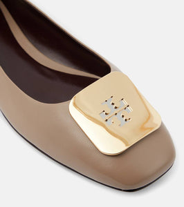 Tory Burch Georgia logo leather ballet flats
