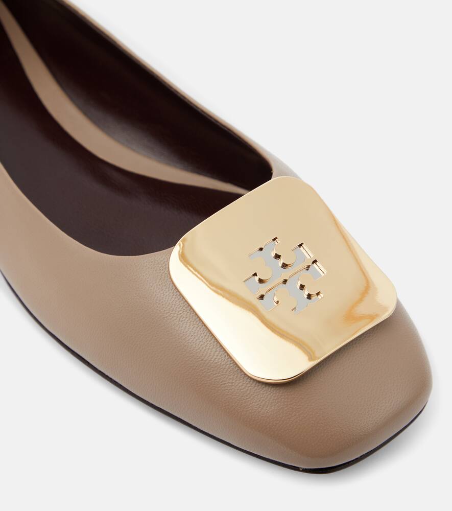 Tory Burch Georgia logo leather ballet flats