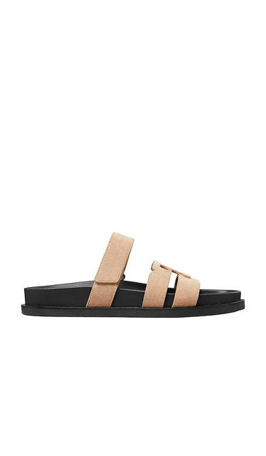 Tory Burch Ines Sport Slide in Beige | Malva & Perfect Black Flat Sandals for Women