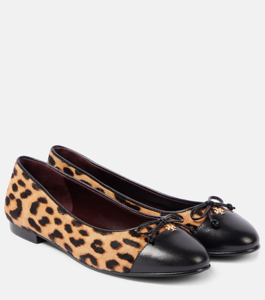 Tory Burch Leopard-print calf hair and leather ballet flats