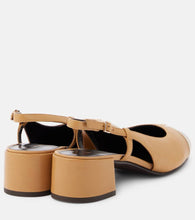 Tory Burch Logo leather slingback pumps