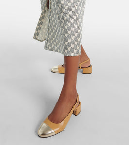Tory Burch Logo leather slingback pumps