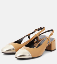 Tory Burch Logo leather slingback pumps