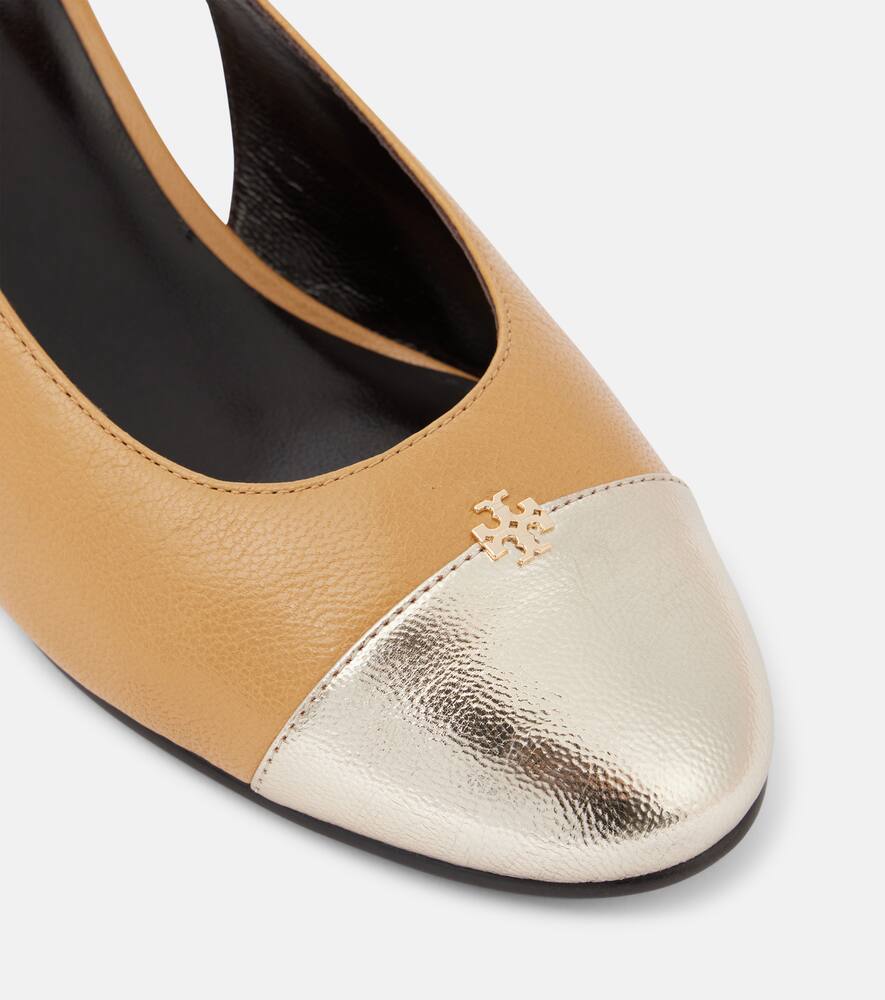 Tory Burch Logo leather slingback pumps