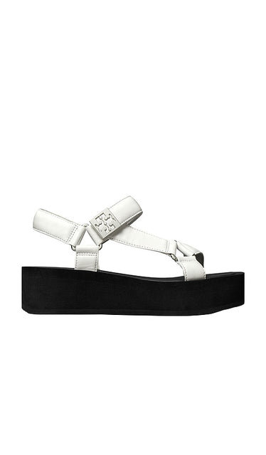 Tory Burch Mellow Platform Sandal in Black,White | Optic White & Perfect Black Strappy Sandals for Women