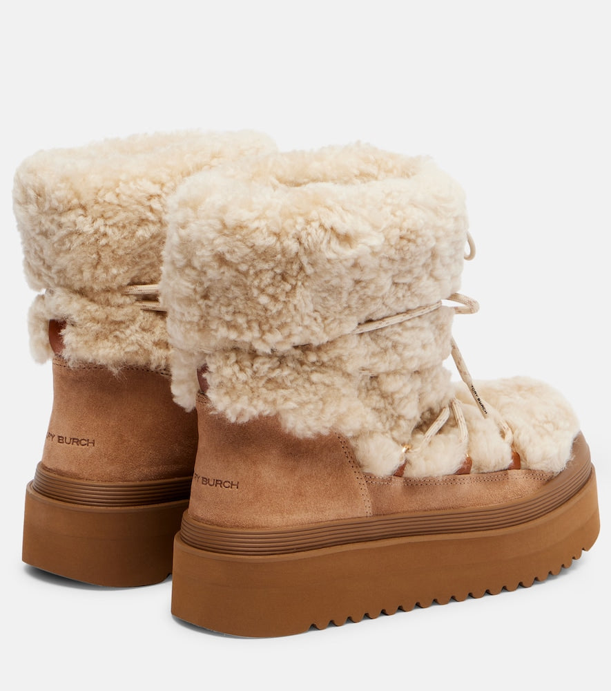 Tory Burch Mellow shearling and suede lace-up boots