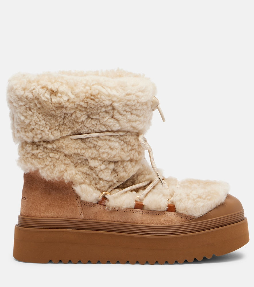 Tory Burch Mellow shearling and suede lace-up boots