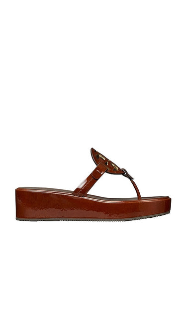 Tory Burch Miller Wedge Sandal in Brown | Russet Brown Wedge Sandals for Women