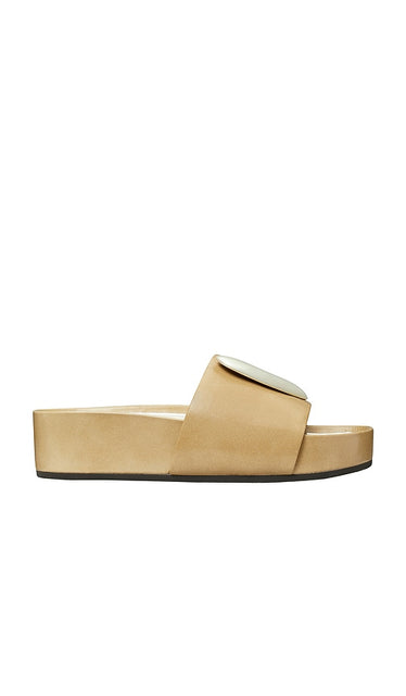 Tory Burch Patos Platform Slide in Brown | Chateau Gray & Silver Platform Sandals for Women