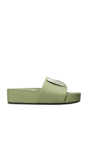 Tory Burch Patos Platform Slide in Green | Light Jade & Silver Platform Sandals for Women