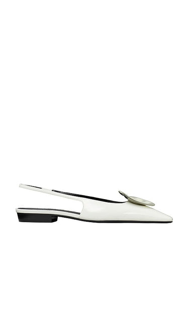 Tory Burch Patos Slingback Flat in White | Cloud & Silver Sling Back Flats for Women