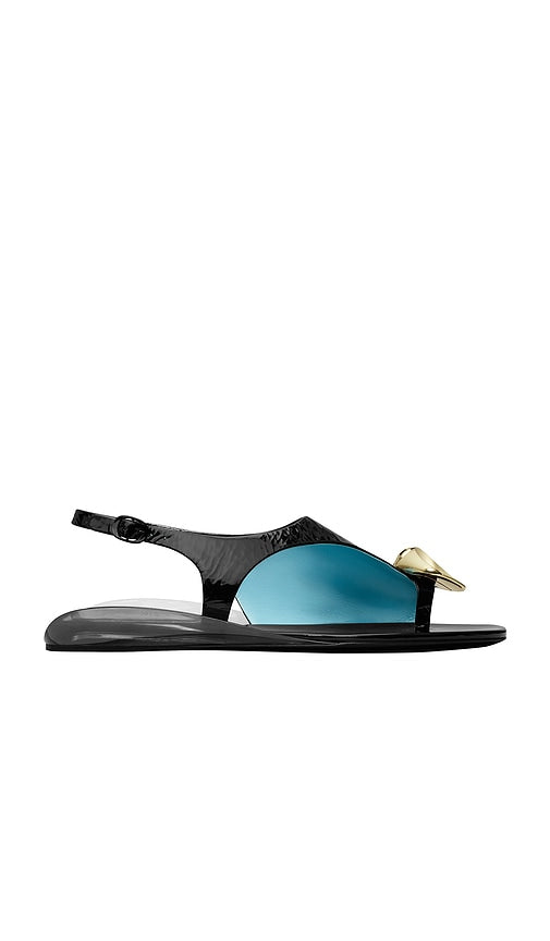 Tory Burch Patos Slingback Sandal in Black | Nero & Gold Sling Back Flats for Women