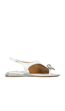 Tory Burch Patos Slingback Sandal in White | Bianco & Silver Sling Back Flats for Women